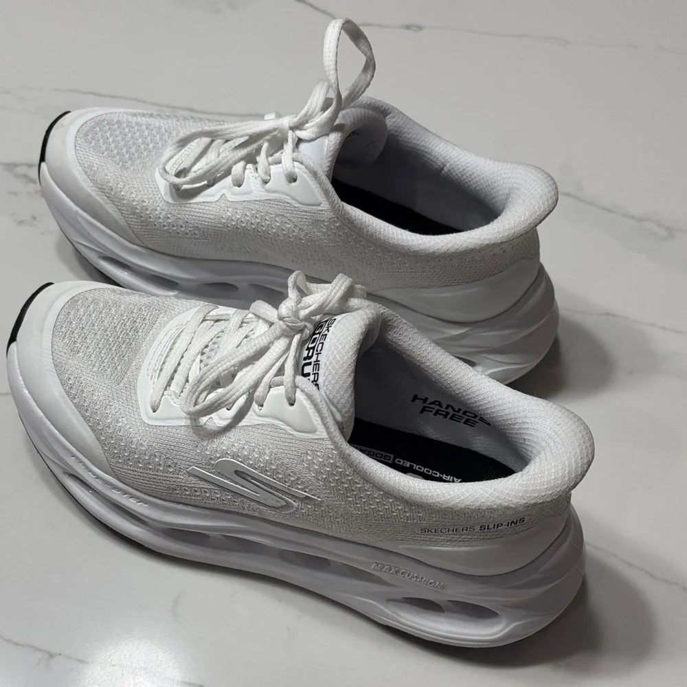 Skechers Women's White Slip-On Sneakers - Picture 4 of 17
